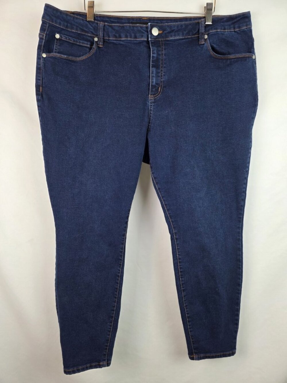 Tahari Women's Jeans Size 24W Blue Kelly Mid Rise Skinny Dark Denim Jean Pants